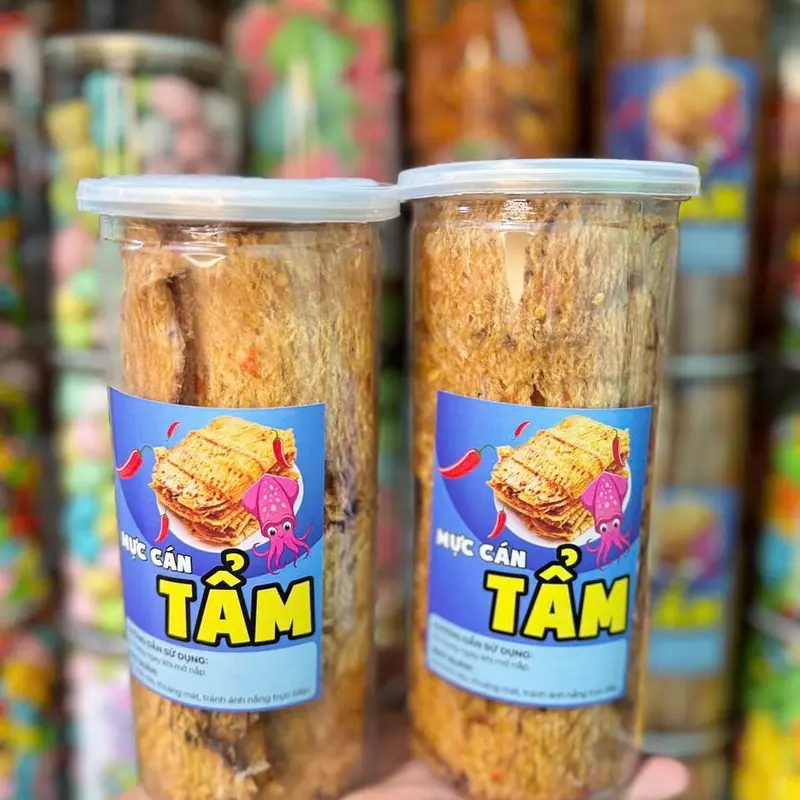 Combo 2 Hủ Mực Cán Tẩm Vị 1 Hủ 250gram /2 Hủ 500gr Chuẩn Loại 1 Thơm Ngon Đậm Vị - Ăn Vặt - Snack khô  mực Chua Food chang  chang 0