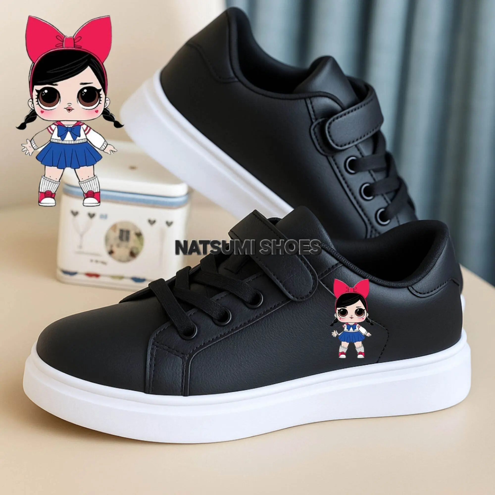 Sepatu Anak AC HITAM Karakter LOL Perempuan Sepatu anak Sekolah Tk