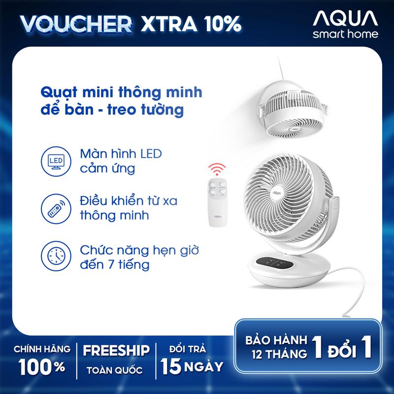 [Độc quyền] Quạt mini để bàn Aqua FED2001R điều khiển từ xa, màn hình cảm ứng, hẹn giờ đến 7h, có thể treo tường - Bảo hành 12 tháng - Quạt Fan quatdien