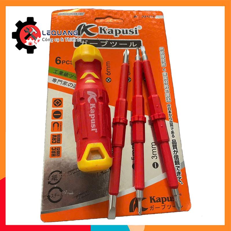Bộ tua vít cách điện Kapusi K-7144 , 4 chi tiết thép CR-V