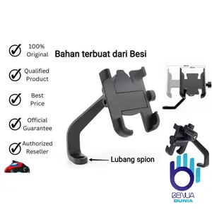 Holder Hp Motor Full Besi Aluminium di Spion Motor Universal BD1117 Smartphone Handphone Metal