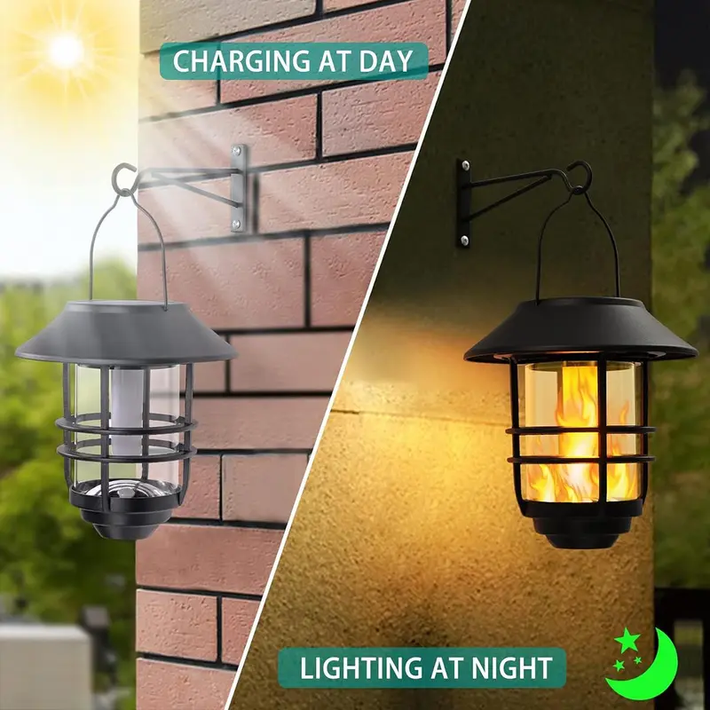 Outdoor Solar Light, Waterproof Hanging Lantern Light, Wall Mounted Light, Wall Fence Patio Porch Yard Home Decorative Light 4