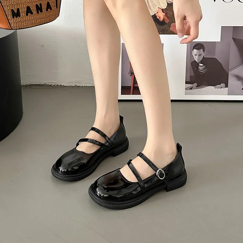 2024 New round Toe All-Matching Mary Jane Lolita Women's Small Leather Shoes Women's Shoes