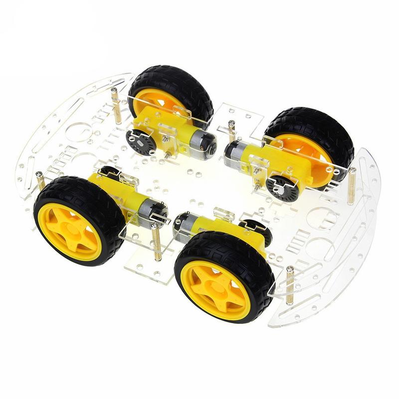 Bộ khung xe robot bằng mica trong suốt 2 tầng 4 bánh, khung mica 4 bánh trong…