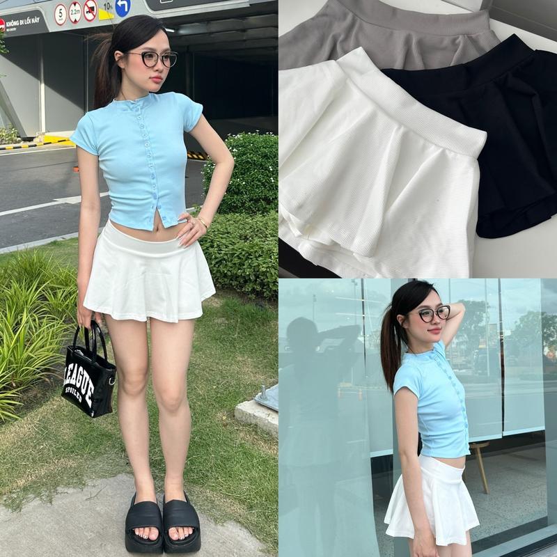 DOLLIE DEROSE SKIRT - Chân Váy Cạp Trễ Ngắn Có Quần Bảo Hộ Tà Sau Dài Hơn Tà Trước Nữ Women (3 MÀU)