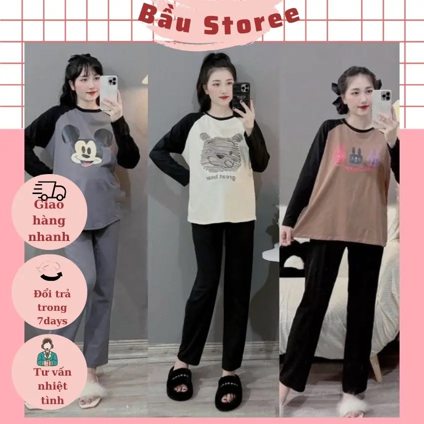 BỘ BẦU THU ĐÔNG CHẤT COTTON CO DÃN IN HÌNH MICKEY DỄ THƯƠNG XINH XẮN