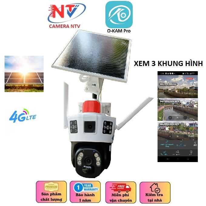  Camera Năng Lượng Mặt Trời Sim 4G TD36 - 4 Mắt Xem 3 Khung Hình - NGOÀI TRỜI CHỐNG NƯỚC XOAY 360 Độ - ĐÀM THOẠI - BÁO ĐỘNG - CHƯA BAO GỒM SIM 4G - OKAM PRO Chụp Ảnh 
