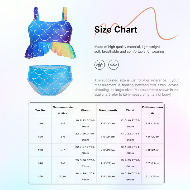Product Introduction of Lejafay Kids Girls Rash Guard 2 Piece Bathing Suit Mermaid Swimsuit Summer Beach Sports Tankini Set 0