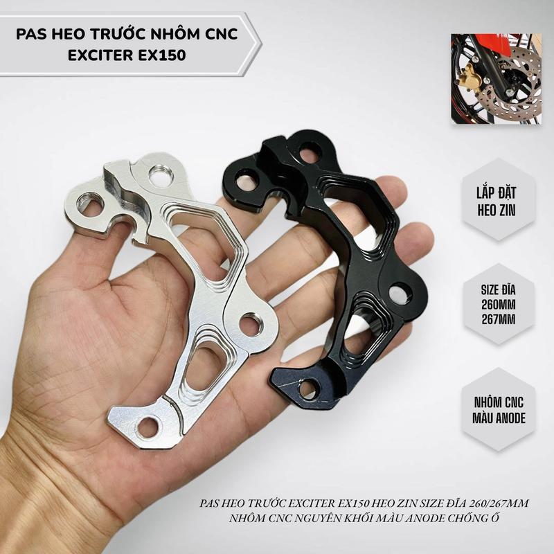 Pas heo trước Exciter Ex150 heo zin size đĩa 260/267mm nhôm cnc nguyên khối màu anode chống ố Phụ Tùng