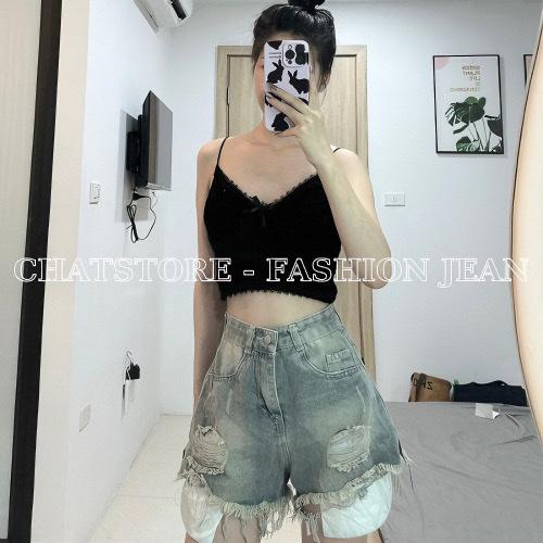 CH03 - Quần sooc lộ túi trước cào rách tôn dáng tôn da Nữ