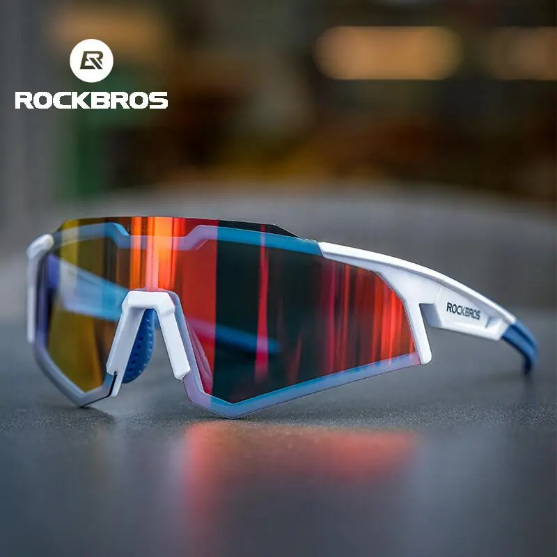 ROCKBROS Cycling Glasses Photochromic Polarized Lens Adjustable Nose Support Shades For Women And Men Anti-wind Riding Outdoor Sports Goggles