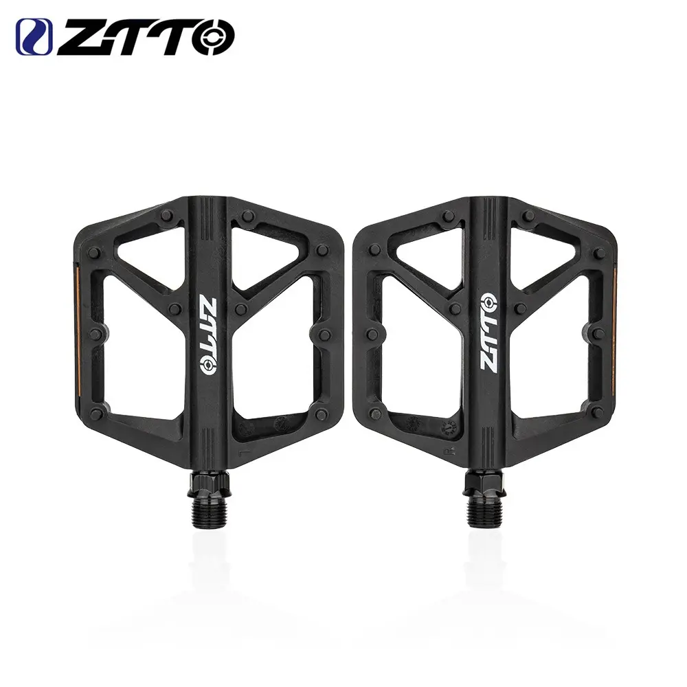 Durable ZTTO MTB Flat Bike Pedal 9/16 Thread Double DU Bushing Cycling Pedals Anti Slip Bicycle Platform Pedals Riding Accessories