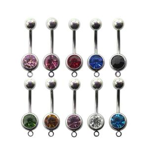 แหวนสะดือ, เพชรคริสตัลเดี่ยว, วัสดุสแตนเลส, สไตล์ยุโรปและอเมริกา, การออกแบบสปริงสตั๊ด, การออกแบบบุคลิกภาพ, Unisex, เครื่องประดับเจาะ, สไตล์เรโทรและเรียบง่าย, สไตล์เกาหลี, เข็มโค้งกลาง, รูปร่างลูกบอลสองหัว