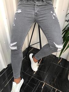 Men's Solid Color Ripped Jeans, Casual Comfy Denim Pants for Daily Wear, Fashion Men's Bottoms for All Seasons, Cotton