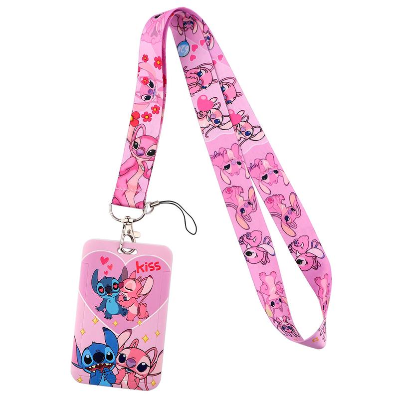 Lanyard Pasangan, Rekaan Comel Lilo Stitch, Untuk Kunci dan Rantai, Penutup Kad Kredit, Tali Pesona Telefon Bimbit Pas, Pemegang Lencana ID, Aksesori Kunci Phone 5