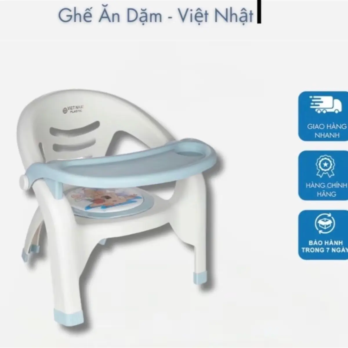 Ghế Ăn Dặm Việt Nhật Có Đệm Hơi Chíp Chíp Cho Bé Từ 6 Tháng Trở Lên - Voi, Kem Nhựa gh ế ghe  dua