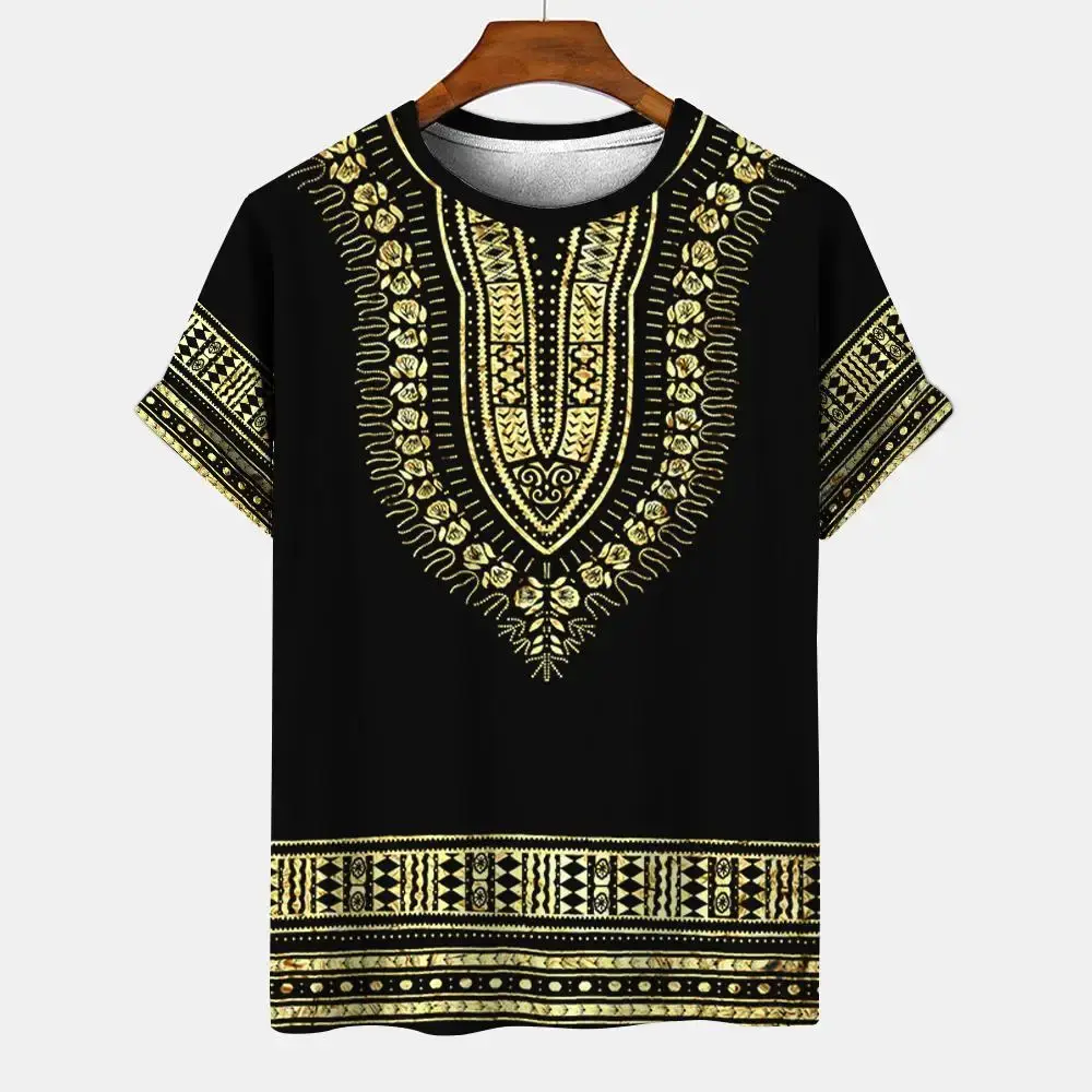 Summer Men's Vintage T-shirt Ethnic Style 3D Printed T-shirt Street O-Neck Short Sleeve Leisure Holiday Tops Plus Size T-shirts