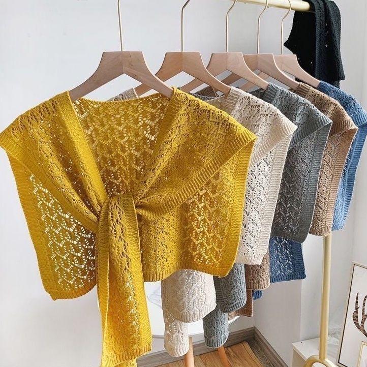Khăn Choàng Cho Nữ, Thắt Nút Dệt Kim, Khoét Lỗ, Áo Mặc Bên Ngoài, Áo Sơ Mi, Áo Vest, Phong Cách Mùa Xuân Hè, Quấn Vai, Khăn Quàng Cổ Bọ Rùa Hợp Xu hướng 3
