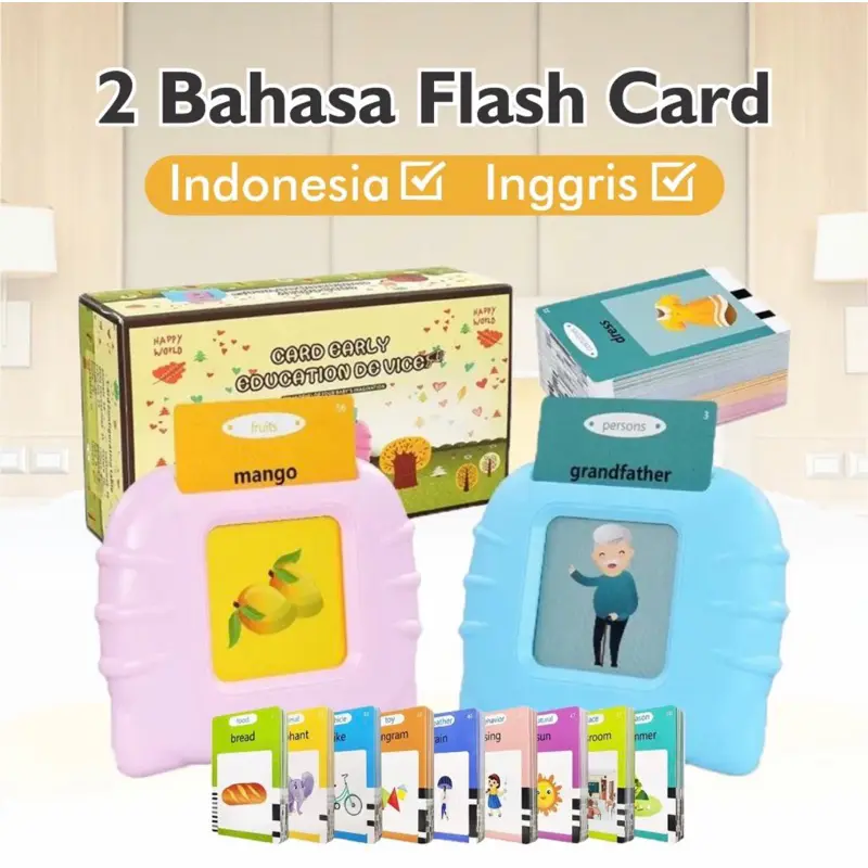 IYYO KIDS | Flash Card Suara Mainan Kartu Edukasi Anak Bilingual Early Education Pengenalan Kosakata Bahasa Inggris-Indonesia dalam Pendidikan Dini 3