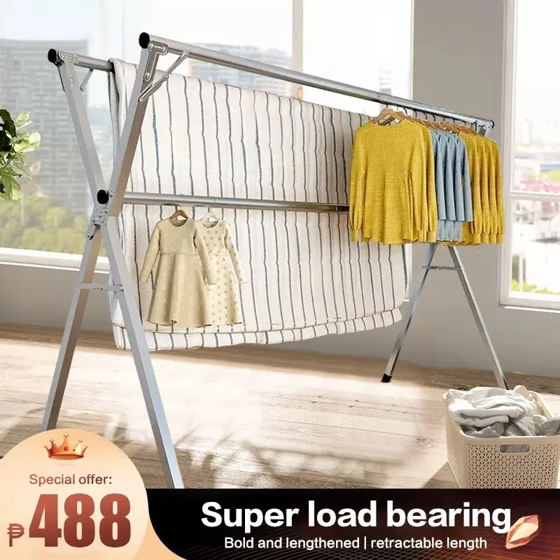 Indoor Outdoor rack Accessory Steel[Reinforce]Foldable  High zinc pipe Clothes Rack Laundry Drying Rack Sampayan Installation Stainless