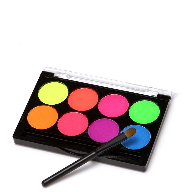 8 Color Glow in the Dark Face & Body Paint Palette, Neon Fluorescent Face Paint Palette, Face Body Paint Palette, Halloween Party Supplies 5