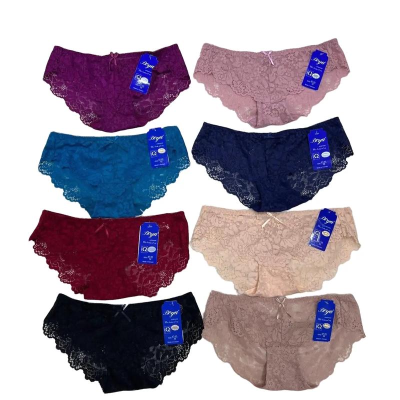 [BOYA051] Quần lót REN nữ, lưng thấp, Size M, L, XL (40 đến 60kg đổ lại) Vải ren bông hoa, không đường may - Women