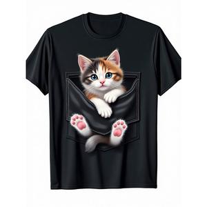 夏の新作トラと猫柄の純綿Tシャツ、女性用ゆったりラウンドネック半袖カジュアル万能トップス。