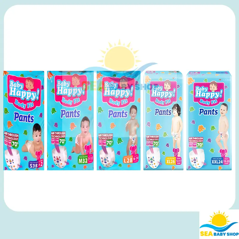 8.8 DISKON Baby Happy Pants Popok Celana S38 / M32 / L28 / XL26 / XXL24 SEA BABY SHOP