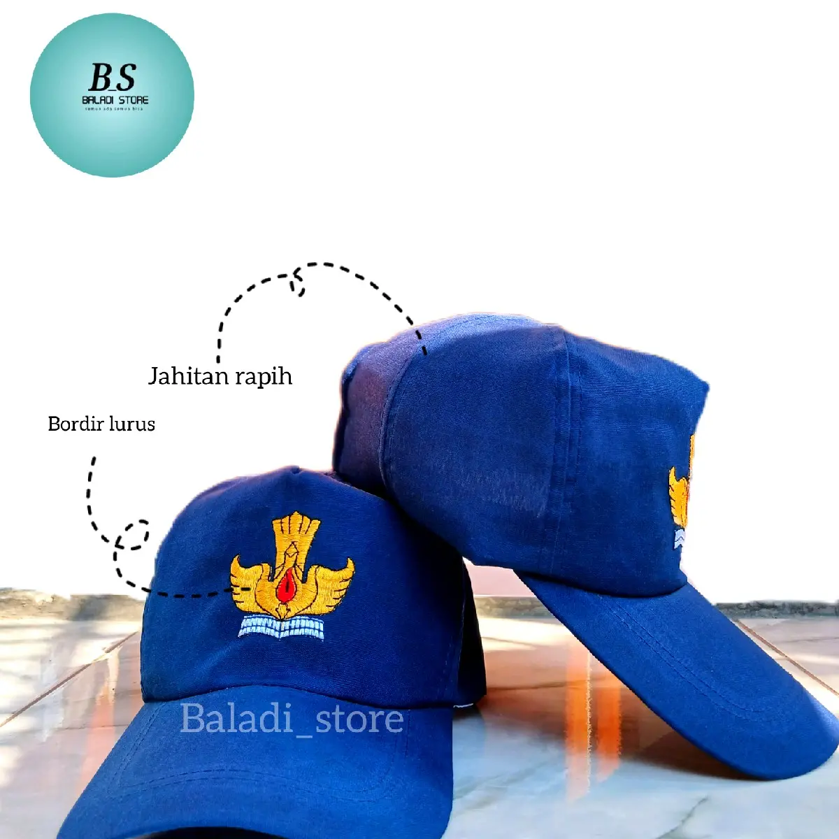 Topi SMP full biru Polos