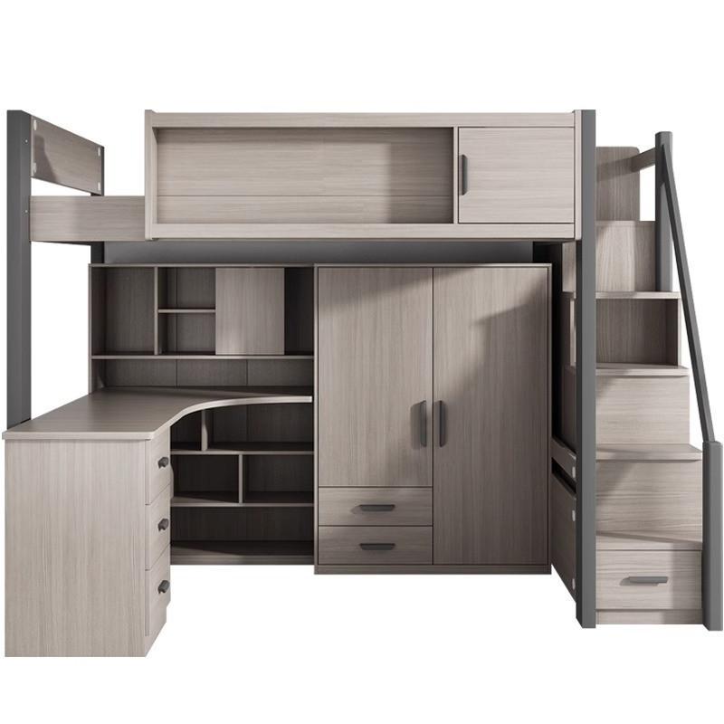 Elevating children's combination bed with desk, wardrobe, three-dimensional storage system, detachable long bed 3