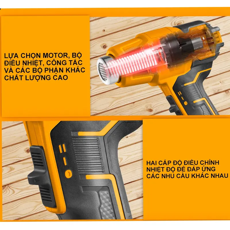 Máy khò nhiệt dùng pin 20v, Máy thổi hơi nóng sử dụng Pin tiện lợi 2