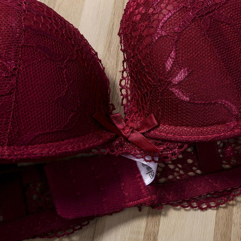 Product Introduction of Women 2 Pieces Lingerie Set Sexy Lace Floral Push Up Bra and Panties Deep V Underwear Intimates 34