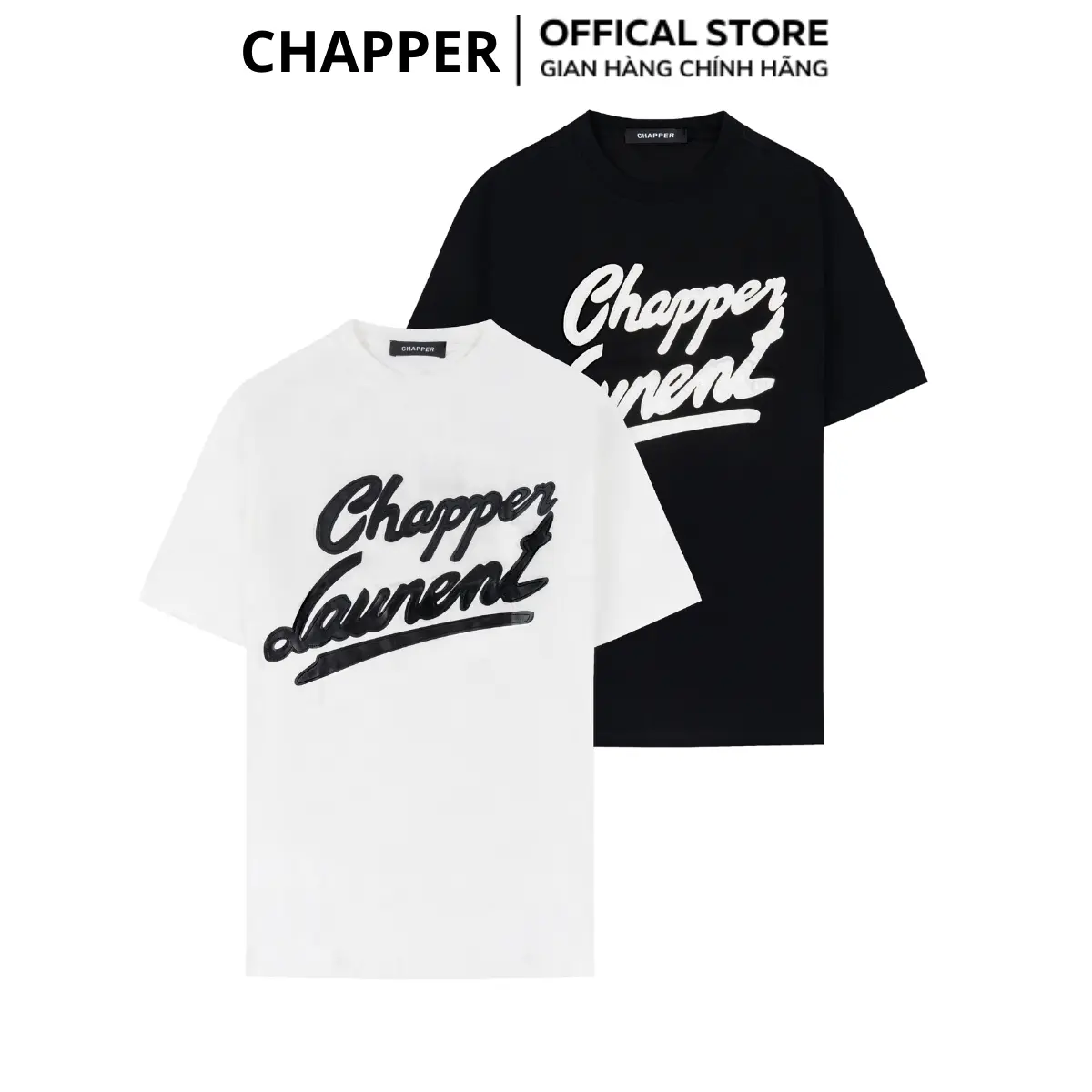 Áo thun nam nữ cổ tròn Chapper chữ thêu da, form Unisex, vải cotton thoáng mát - APCP005 Menswear