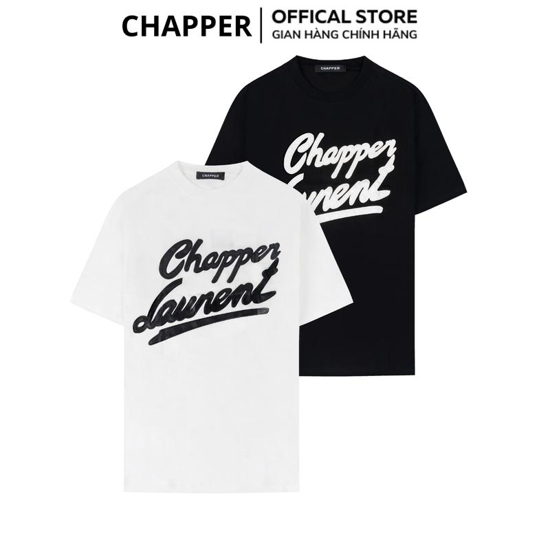 Áo thun nam nữ cổ tròn Chapper chữ thêu da, form Unisex, vải cotton thoáng mát - APCP005 Menswear Cộc khủng ff tay dài cao Quần tất Dép đế trấu chống mồ hôi nách