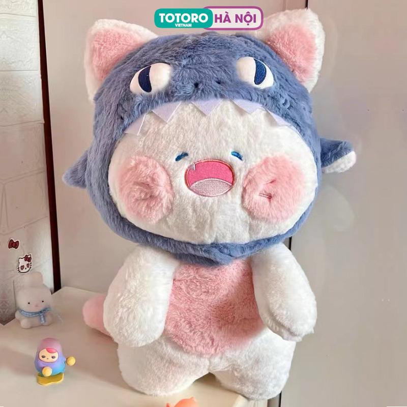 Thú bông Gấu Mèo DuDu trắng đội mũ cá mập siêu cấp dễ thương cười tít chính hãng Totoro Việt Nam Toy Thú Nhồi Bông