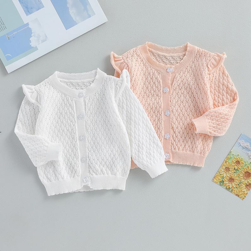 Baby Girls Knit Sweater, Long Sleeve Button-down Toddler Cardigan Fall Winter Clothes for Casual Daily 1