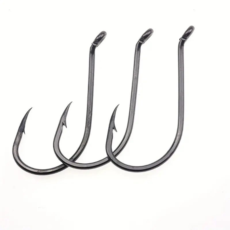 20pcs Per Box 8299 Octopus Hook with Ring And Hole Tube Fish Hook Sea Fishing Lure Crooked Mouth Hook Octopus Beak Black Fish Pike Perch Hook