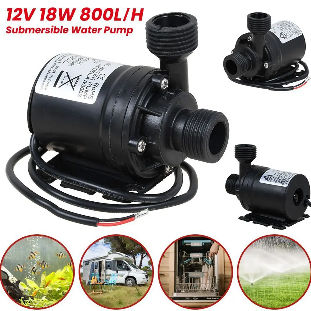 Máy bơm nước không chổi than, Công suất 18W, Máy bơm nước áp suất cao, 800L / H, Chống thấm nước IP68, Chiều cao nâng 5M