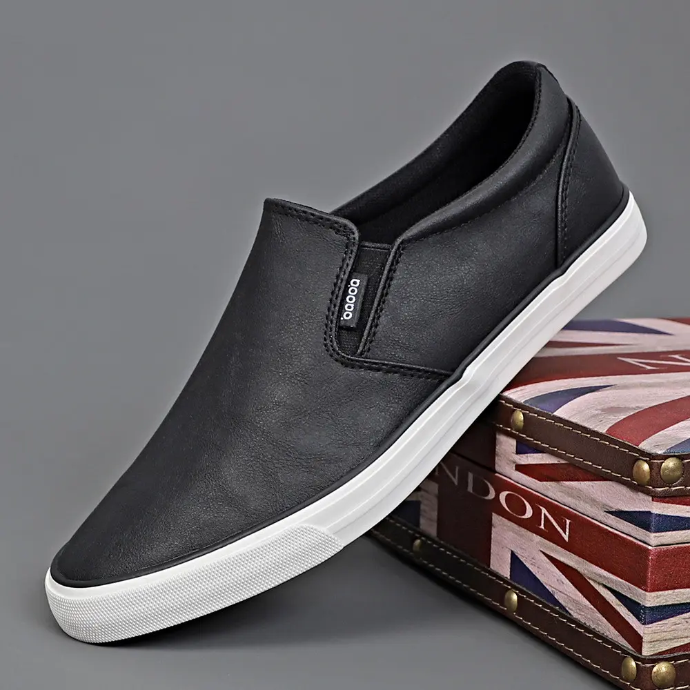 Giày lười da nam slip on thương hiệu BAODA chất liệu da PU đế cao su chống trơn - Mã 021