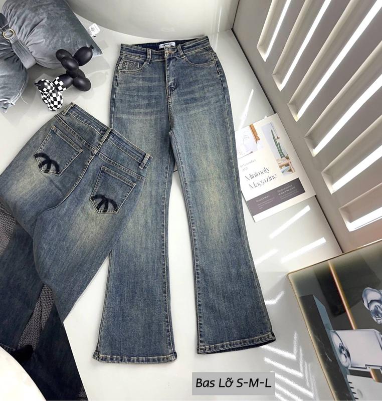 (DJ06) Quần Jean Loe 9 Tấc Túi Thêu Chữ X Nam Menswear Khuy Pants Ống Loe