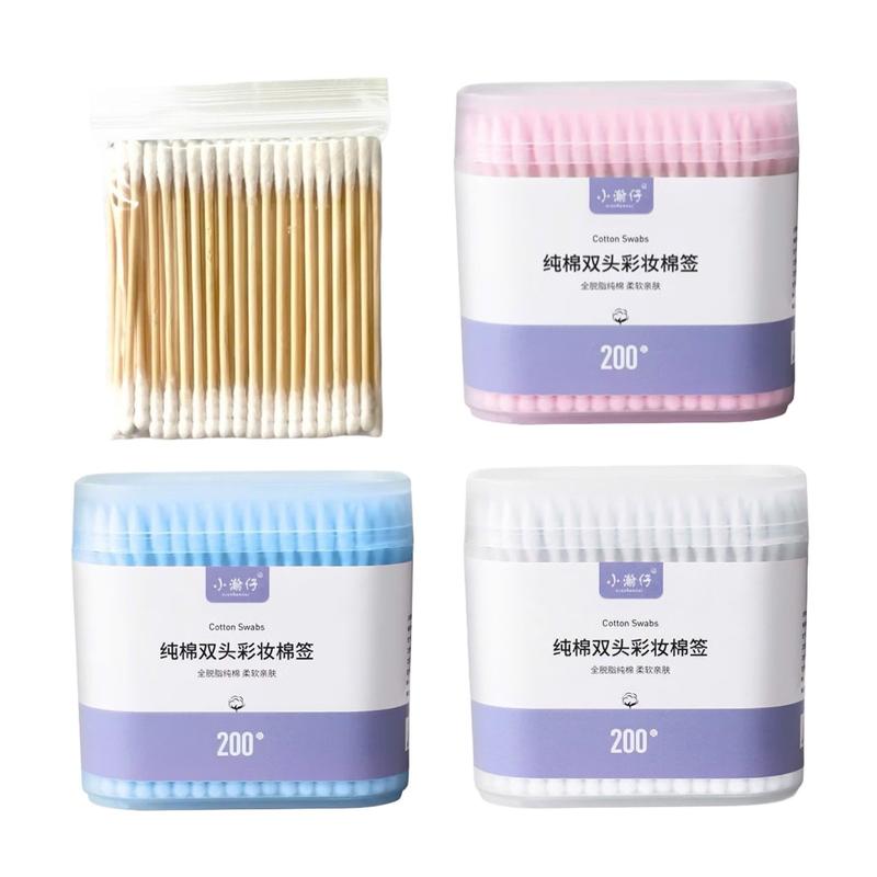 Tăm bông cán gỗ 2 đầu, bịch 100 cây, tiết kiệm trong việc vệ sinh mi, tháo mi (dụng cụ nối mi) 0