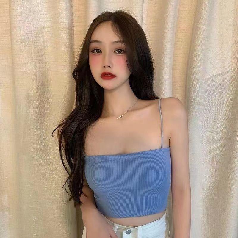 Product Introduction of Solid Color Anti-Exposure Half-Length Small Sling Cropped Tank Top Women Short Bottoming Shirt Wrapped Chest Tube Top Women 27