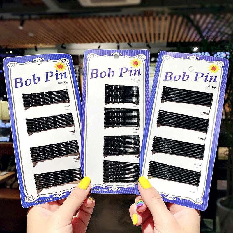 Vỉ kẹp tóc ghim tăm đen Kẹp tăm màu đen thiết kế đơn giản xinh xắn