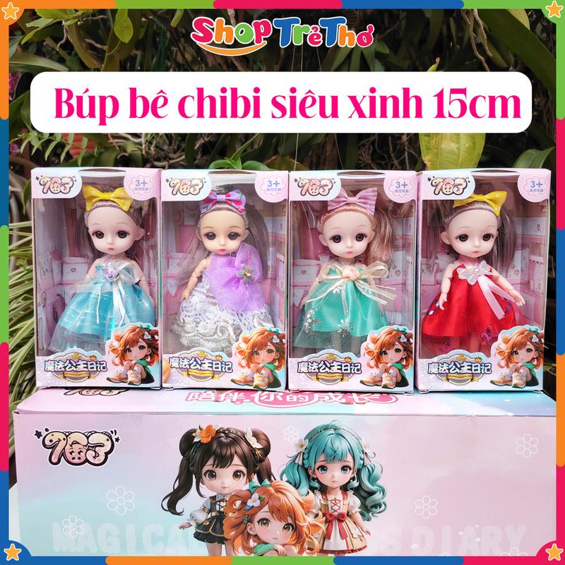 Đồ chơi búp bê phong cách chibi xinh đẹp 15cm búp bê barbie có khớp tạo dáng linh hoạt cho bé gái