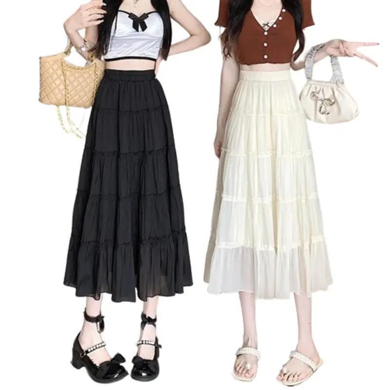 BARE_Chân Váy Dáng Dài Xòe 5 Tầng Chất Voan Tơ Mỏng Phối Bèo Phong Cách Ulzzang Thời Trang- CV055 Nữ Women Voi