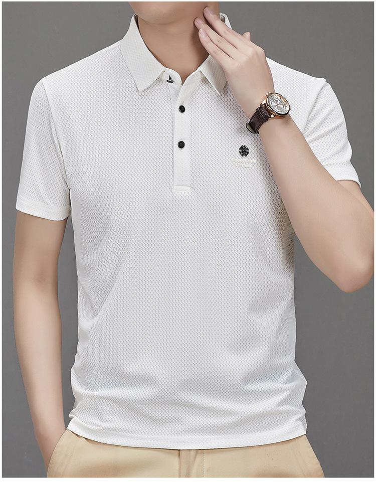 Product Introduction of Men's Polo Shirt, New Collection, Wrinkle-Free Ice Silk Material, Summer Business Collar, High Elastic, Breathable, Premium Ice Feel T-Shirt 18