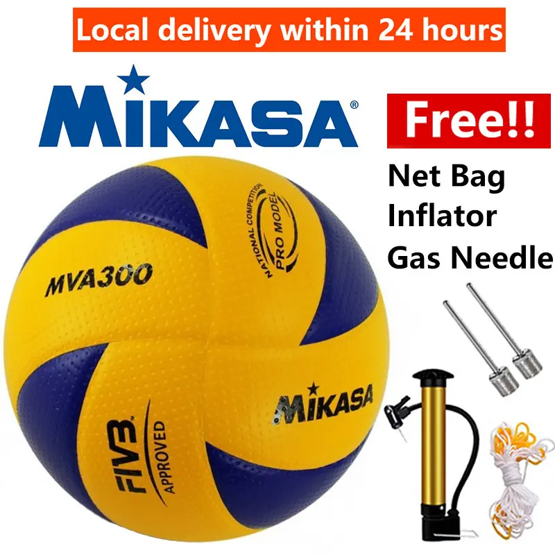 Bola Tampar, Mikasa, MVA300, Bahan PU Lembut, Sesuai untuk Perlawanan Pantai dan Latihan, Kualiti Baik, Saiz 5, Bola
