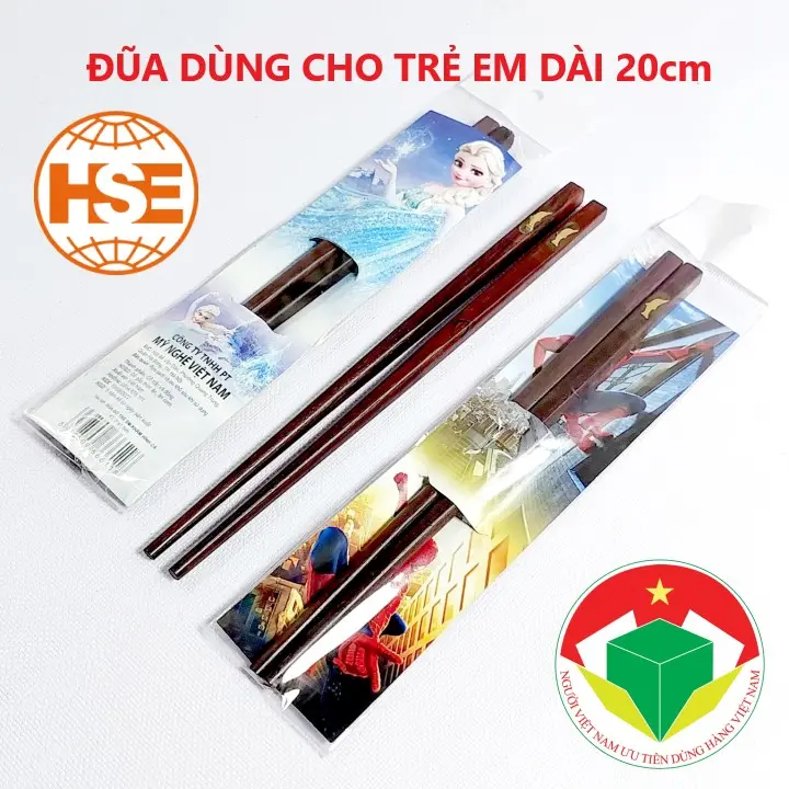Đũa trẻ em dài 20cm ĐŨA GỖ TRẮC tập ăn cho bé khảm đồng hình cá cao cấp ( 01 đôi ) - Vườn Đặc Sản