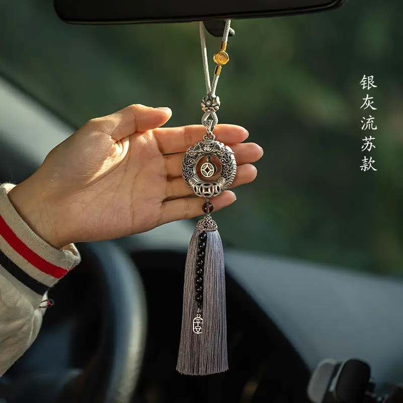 Đồ Trang Trí Treo Xe Hơi, Rồng Tốt Lành May Mắn, Phụ Kiện Treo Nội Thất Ô Tô, Kết Cấu Bạc Sterling Cao Cấp Sáng Tạo, Mặt Dây Chuyền Gương Chiếu Hậu Ô Tô, Đồ Trang Trí Treo 4