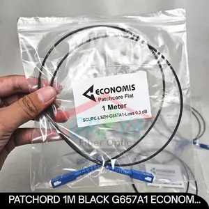 Kabel Patchord Economis Outdoor Hitam 1M SC UPC Flat Gepeng Panjang 1 Meter